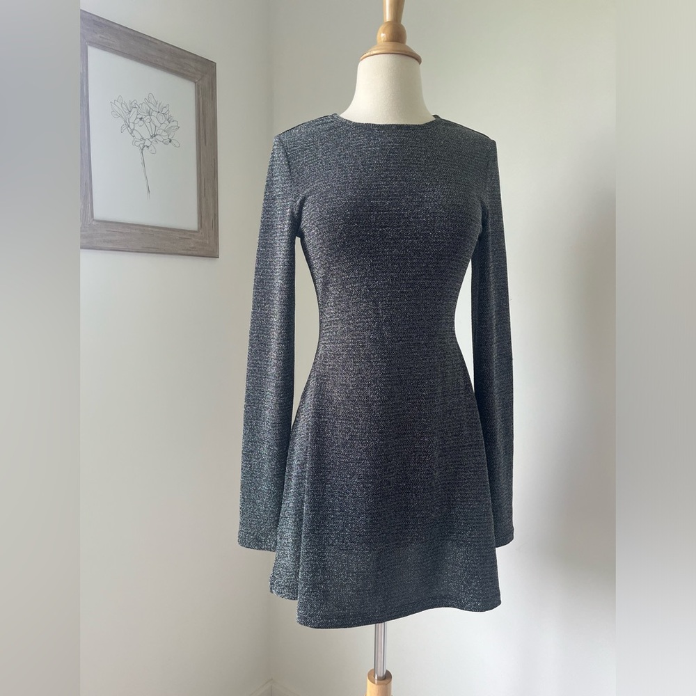 Reformation Gray Sparkly Riley Mini Dress - Picture 4 of 9
